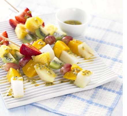 Frozen fruit sticks with passion fruit & lime drizzle recipe 