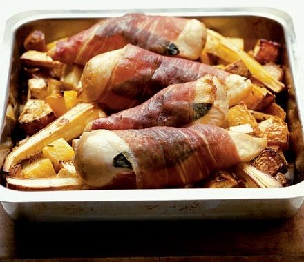 Chicken roasted with winter root vegetables recipe