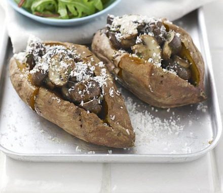 Sweet potatoes with mushrooms & rosemary recipe