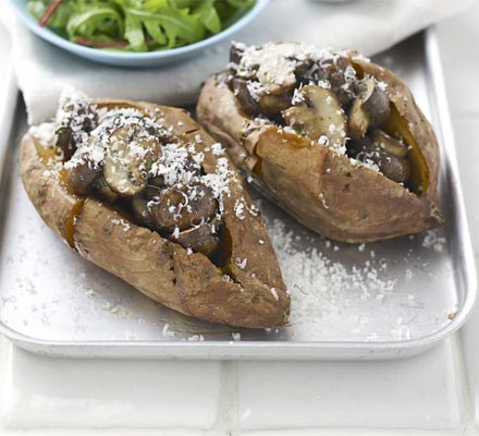 Sweet potatoes with mushrooms & rosemary recipe 