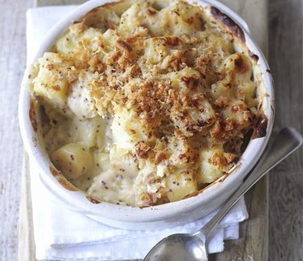 Honey-mustard parsnip & potato bake recipe