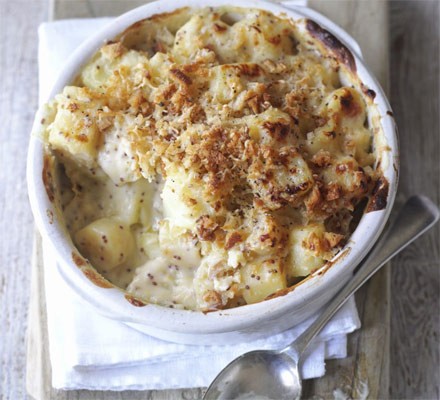 Honey-mustard parsnip & potato bake recipe 