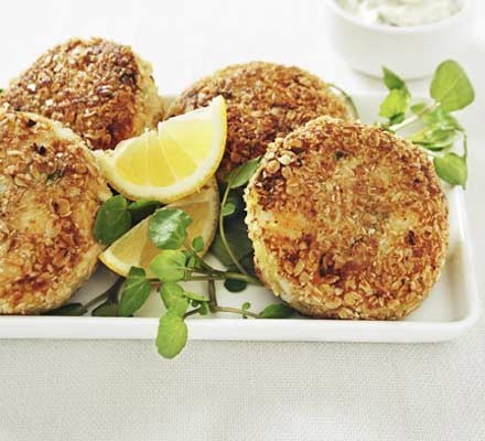Smoky fishcakes with oat crumb recipe 
