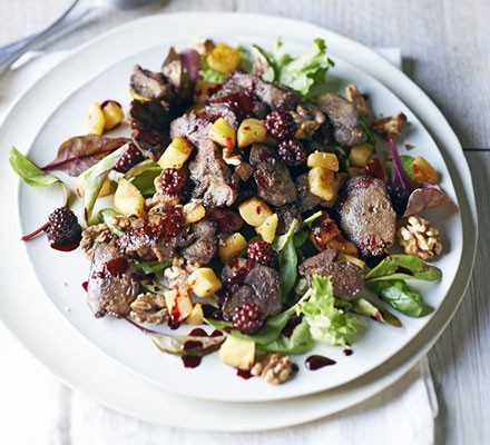 Sautéed liver & apple salad with blackberry dressing recipe 