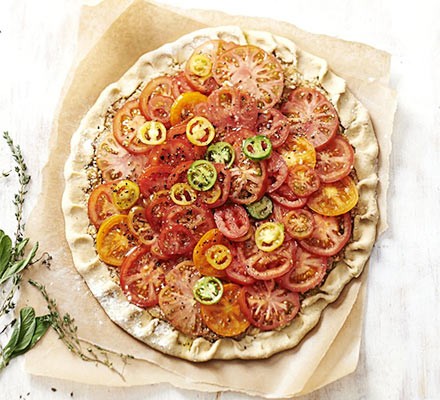 Roasted tomato tart with double-cheese crust recipe 