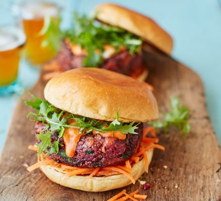 Ultimate veggie burger with pickled carrot slaw recipe 