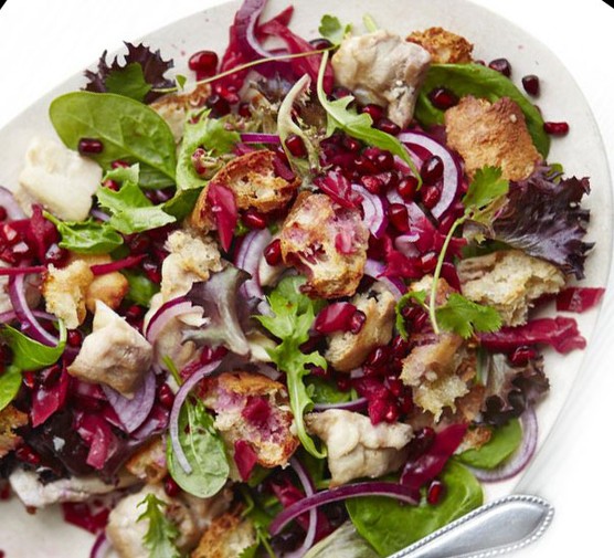 Warm chicken & ciabatta salad recipe 