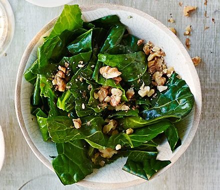 Wilted spring greens in nut oil recipe
