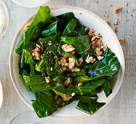 Wilted spring greens in nut oil recipe 