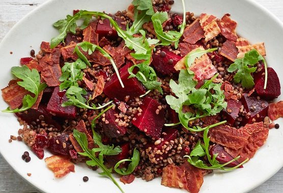 Beetroot, bacon, cranberry & grain salad recipe