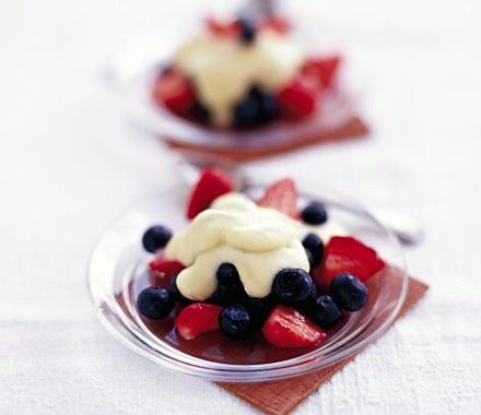 Iced berries with white chocolate sauce recipe