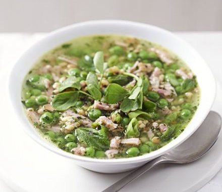 Summer ham & pea broth recipe