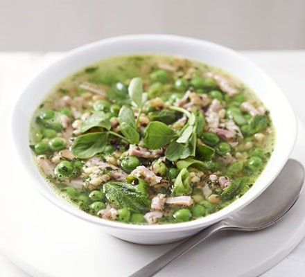 Summer ham & pea broth recipe 