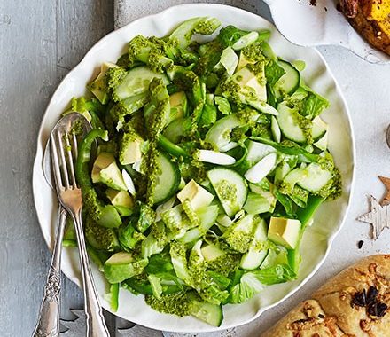 Chopped green salad with herby chilli dressing recipe