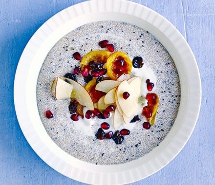 Amaranth porridge with green tea & ginger compote recipe