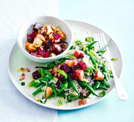 Green rice with beetroot & apple salsa recipe 