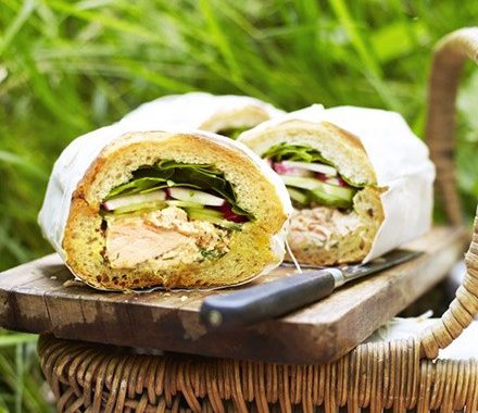 Hot-smoked salmon picnic loaf recipe