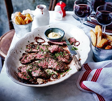 Onglet with red wine shallots recipe 