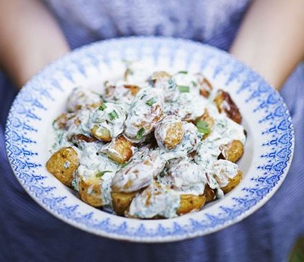 Roast new potato salad with caper & tarragon dressing recipe
