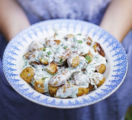 Roast new potato salad with caper & tarragon dressing recipe 