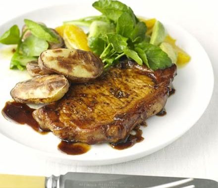 Balsamic pork with watercress recipe