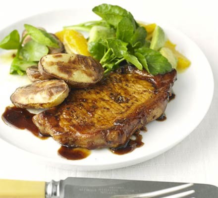 Balsamic pork with watercress recipe 