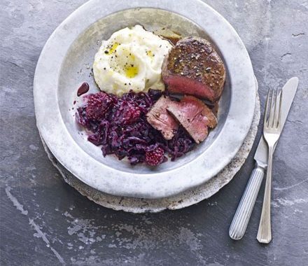 Blackberry braised red cabbage with venison recipe