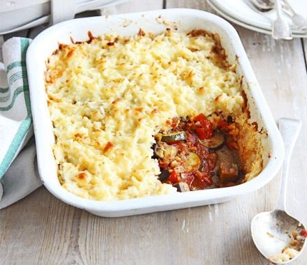 Veg & cheesy rice bake recipe