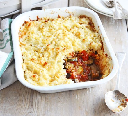 Veg & cheesy rice bake recipe 