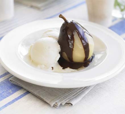 Pears with chocolate sauce recipe 