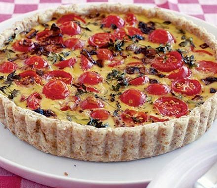 Cherry tomato, thyme & bacon flan recipe