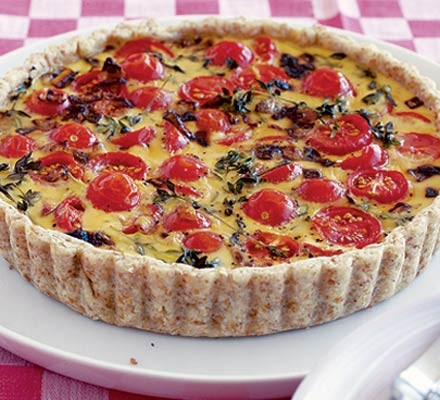 Cherry tomato, thyme & bacon flan recipe 