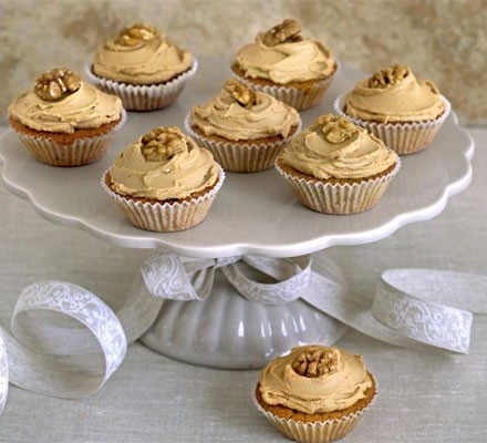 Coffee cream & walnut cupcakes recipe 