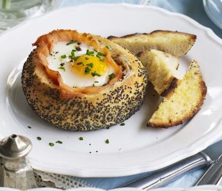 Baked salmon & eggs recipe
