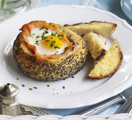Baked salmon & eggs recipe 