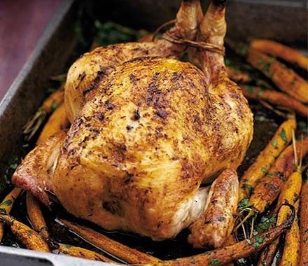 Roast chicken & sticky carrots recipe