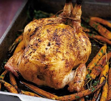 Roast chicken & sticky carrots recipe 