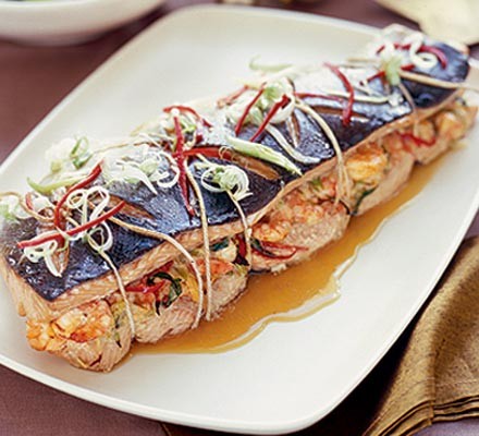 Hot salmon parcel recipe 