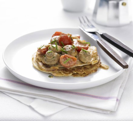 Vegan tomato & mushroom pancakes recipe 