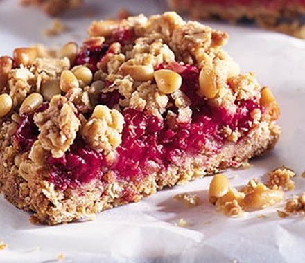 Raspberry & pine nut bars recipe
