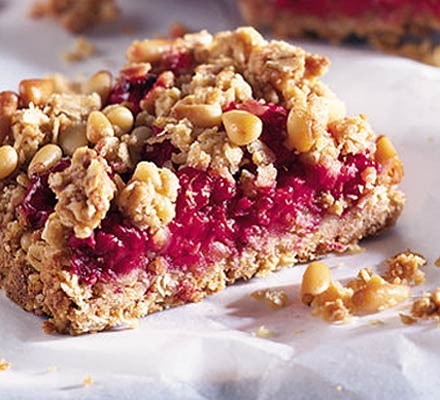 Raspberry & pine nut bars recipe 