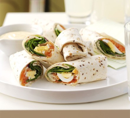 Salmon & egg wraps with mustard mayo recipe 