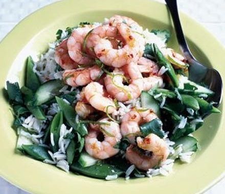 Coconut rice & prawn salad  recipe