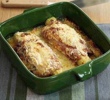 Cheesy leeks with ham recipe 