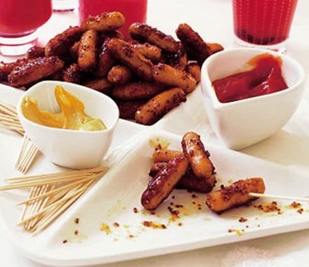 Glazed honey & mustard sausages recipe