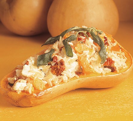 Squash with rice, sage & goat's cheese recipe 