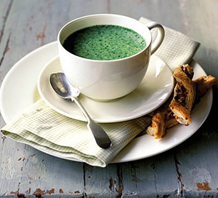 Watercress soup with blue cheese & cashew pastries recipe 