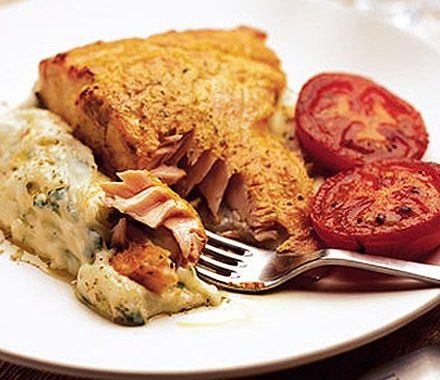 Spiced salmon with coriander mash recipe
