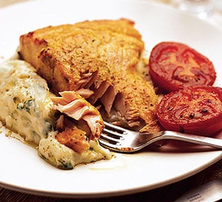 Spiced salmon with coriander mash recipe 