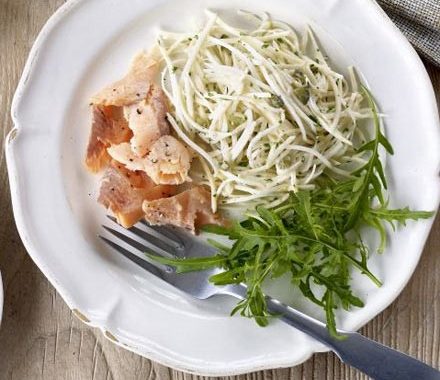 Celeriac tartare with smoked trout recipe